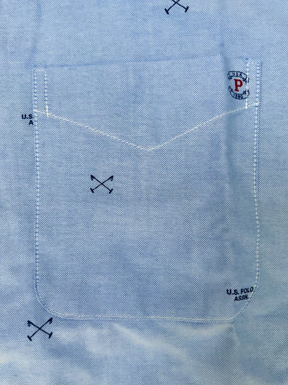 U S Polo Assn Regular Fit Oxford Cotton All Over Print Shirt in Blue