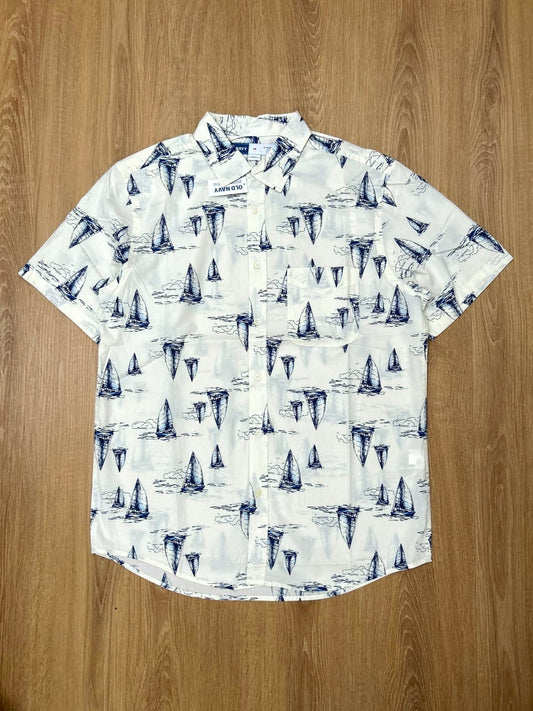 Old navy Regular Fit Nautical Pattern Shirt in Off White