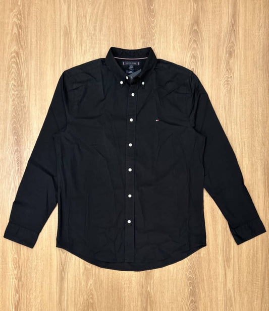 Tommy Hilfiger Regular Fit Poplin Cotton Shirt in Black