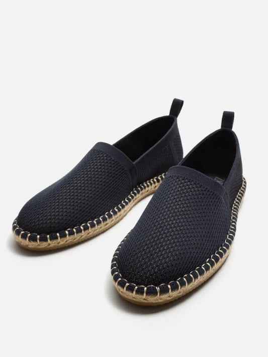 Zara Fabric Knitted Espadrilles in Navy