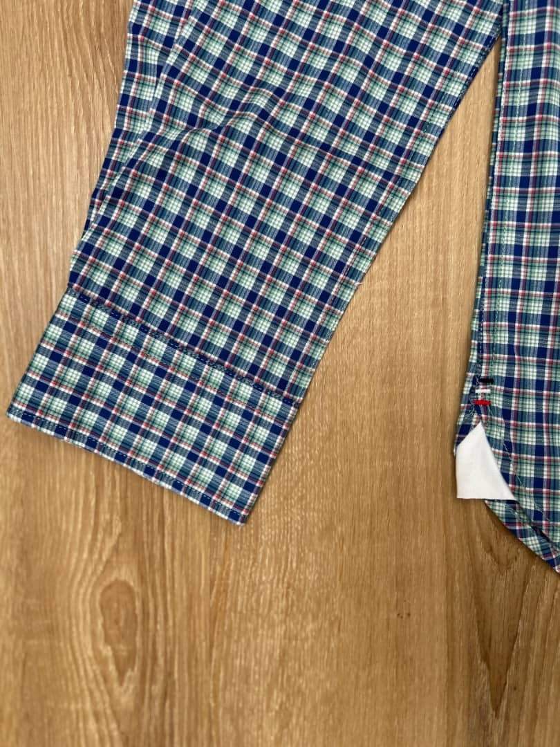 Tommy Hilfiger Regular Fit Green and Blue Plaid Shirt
