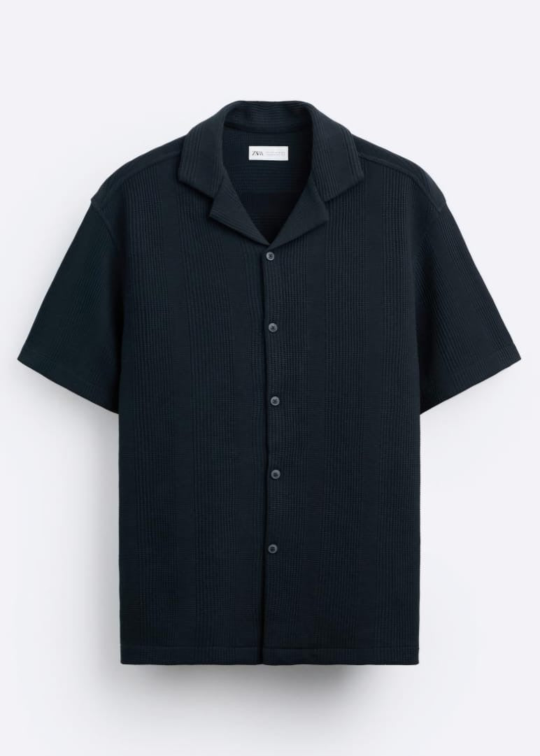 Zara Textured Shirt in Navy