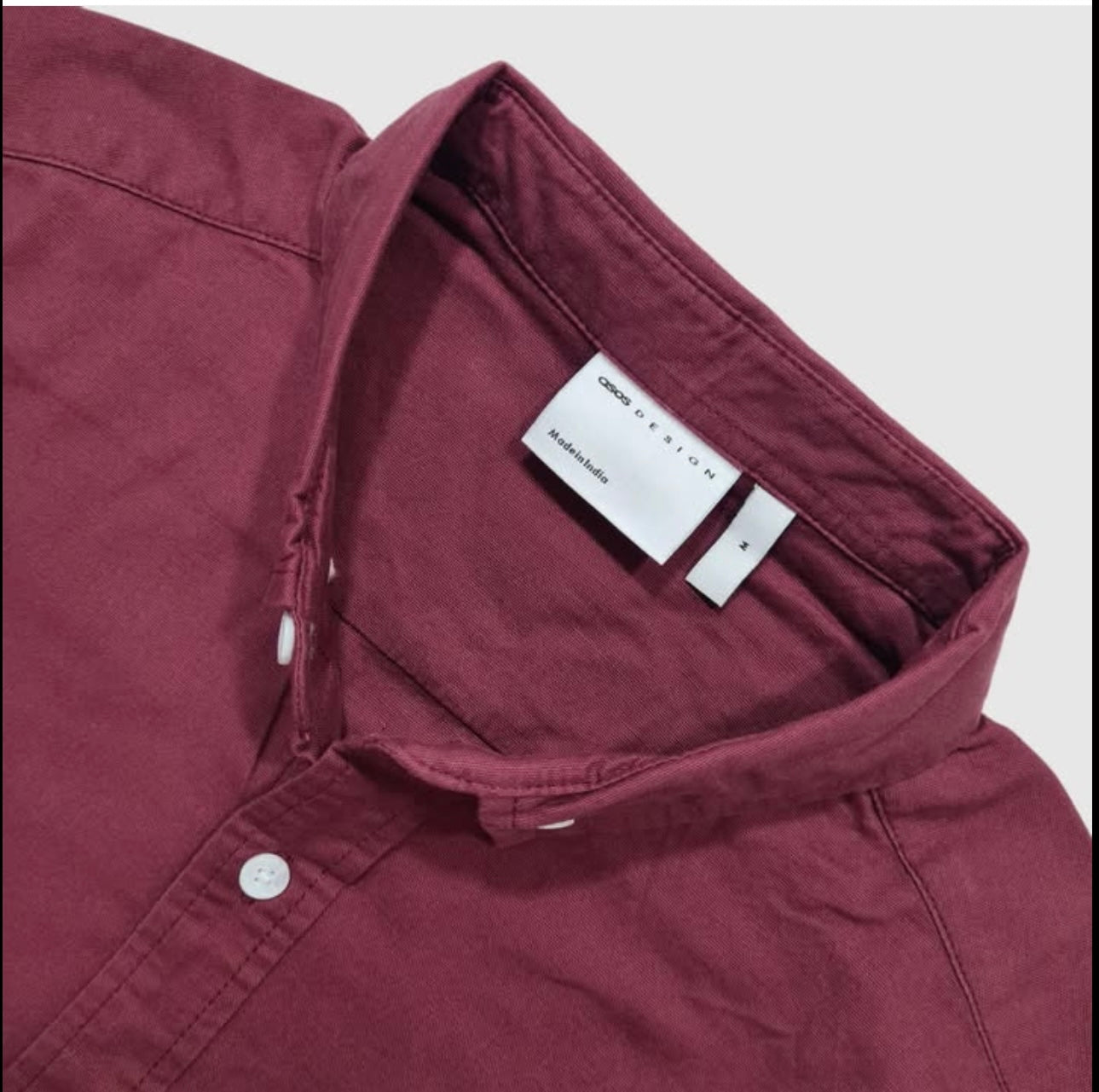 Asos Slim Fit Burgundy Oxford Cotton Button Cuff Shirt