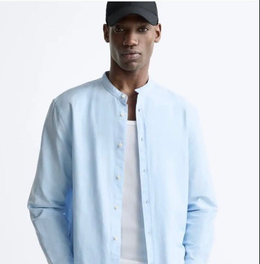 Zara Oxford Cotton Shirt in Blue