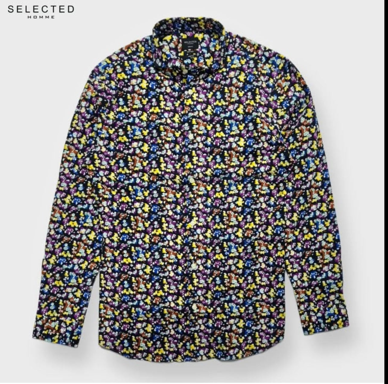 Selected Homme Slim Fit Pattern Cotton Button Cuff Shirt