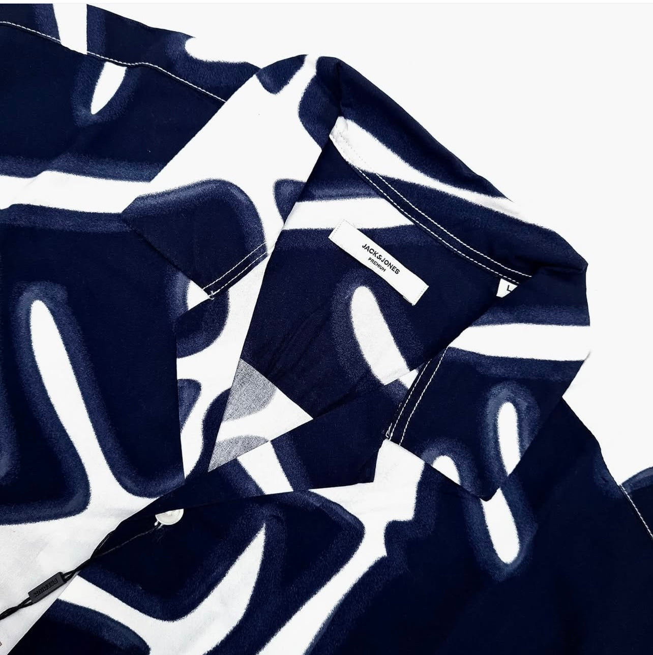 J & J Regular Fit Shirt in Navy Pattern