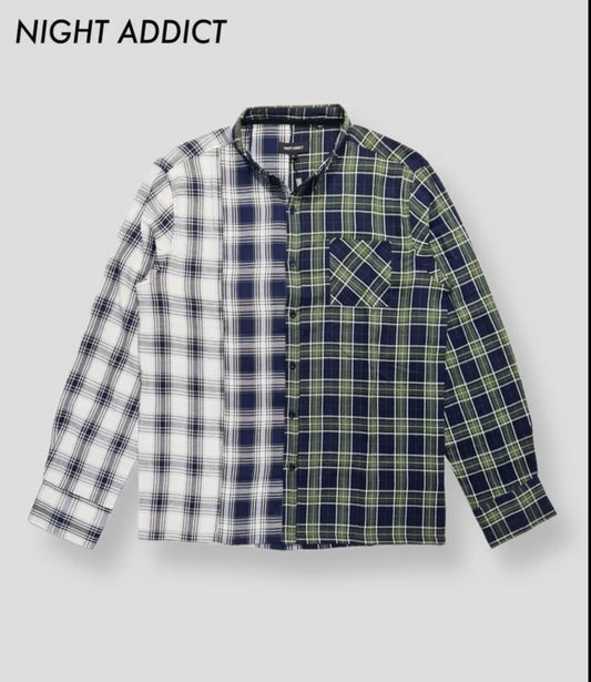 Night Addict Regular Fit Green Plaid Cotton Button Cuff Shirt