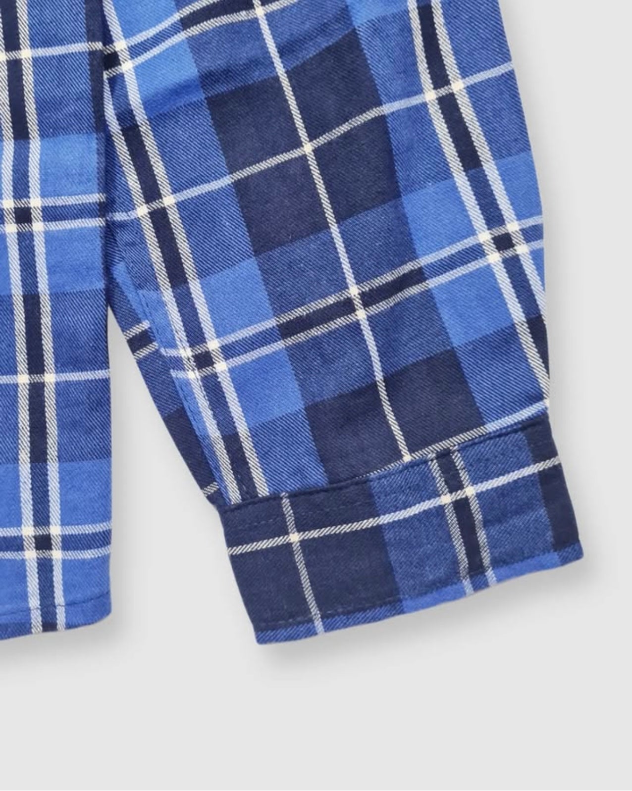 Another Influence Regular Fit Blue Plaid Cotton Button Cuff Shirt