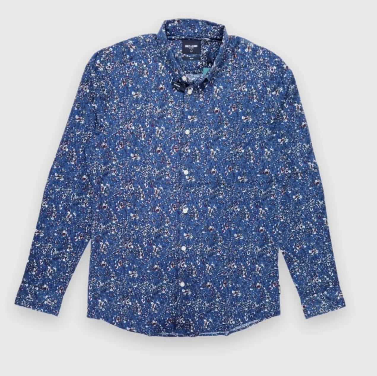 Only & Sons Slim Fit Blue Pattern Cotton Button Cuff Shirt