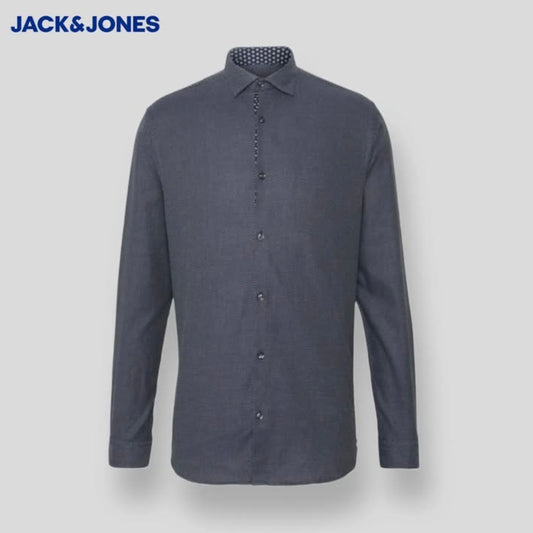 Jack & Jones Slim Fit Navy Pattern Cotton Button Cuff Shirt