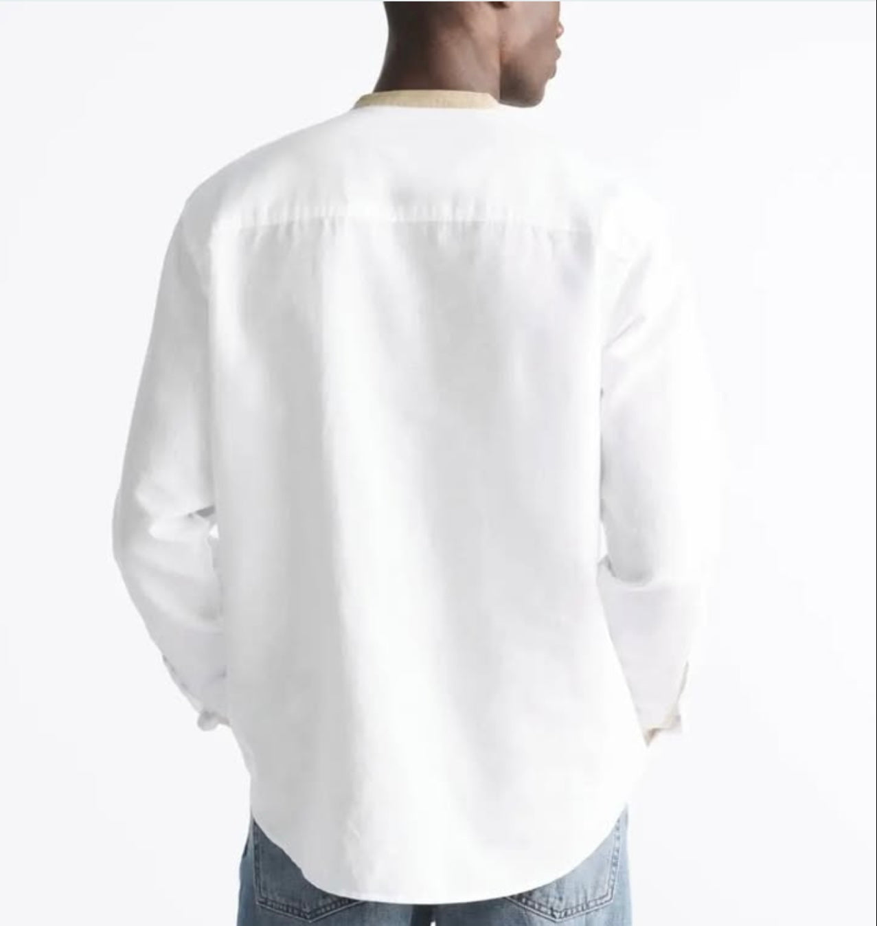 Zara Linen/ Cotton Shirt Blend Shirt in White