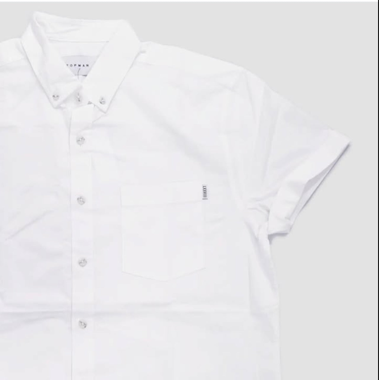 Topman Regular Fit White Plain Oxford Cotton Short Sleeve Shirt