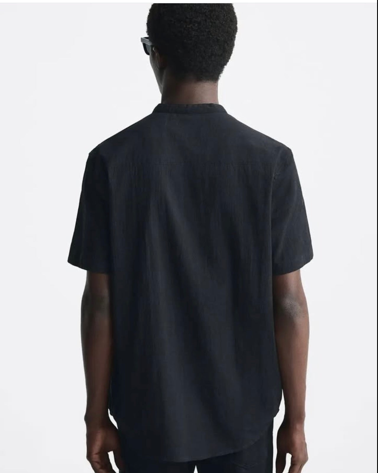 Zara Cotton Shirt With Creased Effect in Black