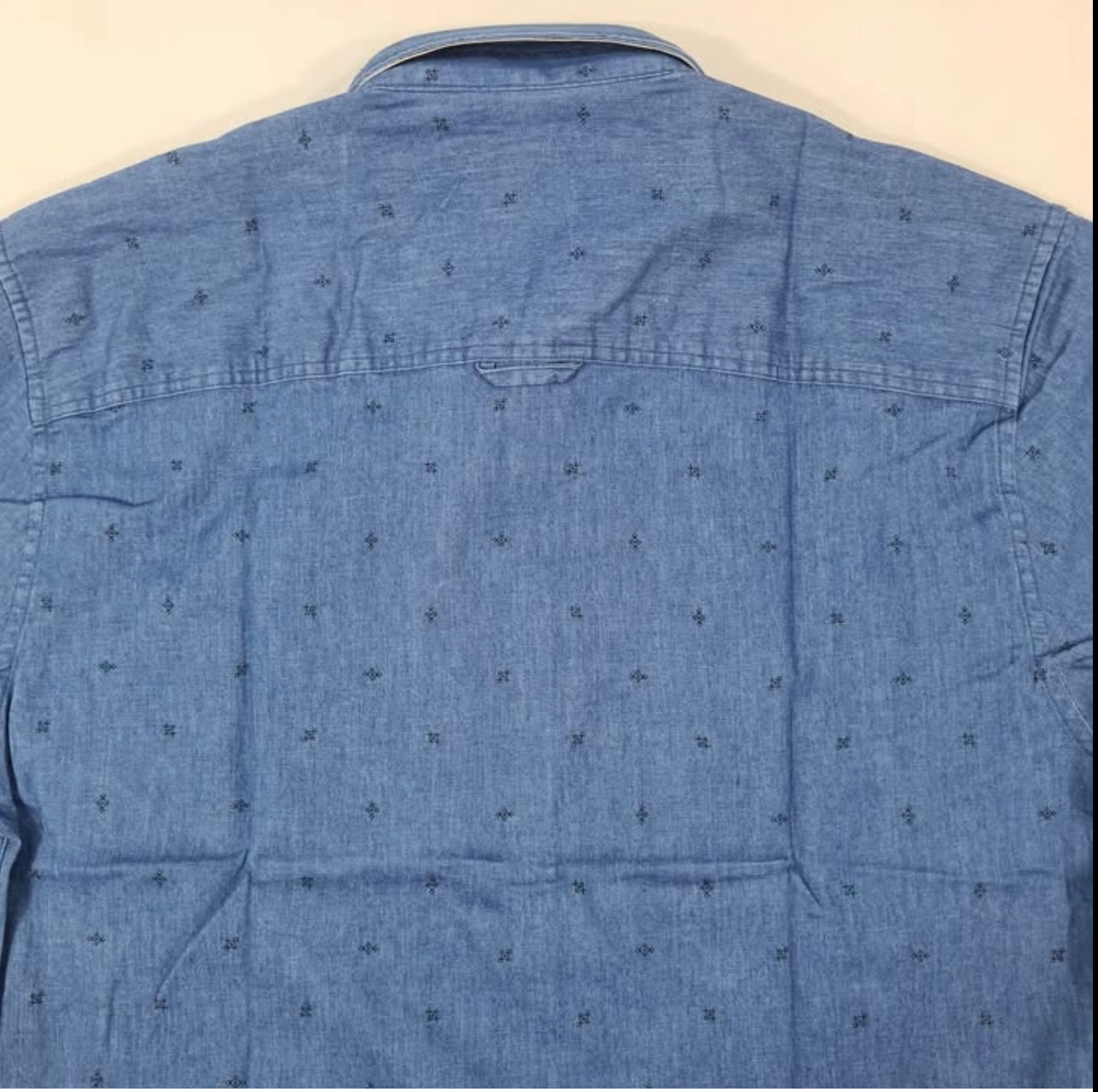 Only & Sons Slim Fit Blue Pattern Short Sleeve Denim Shirt