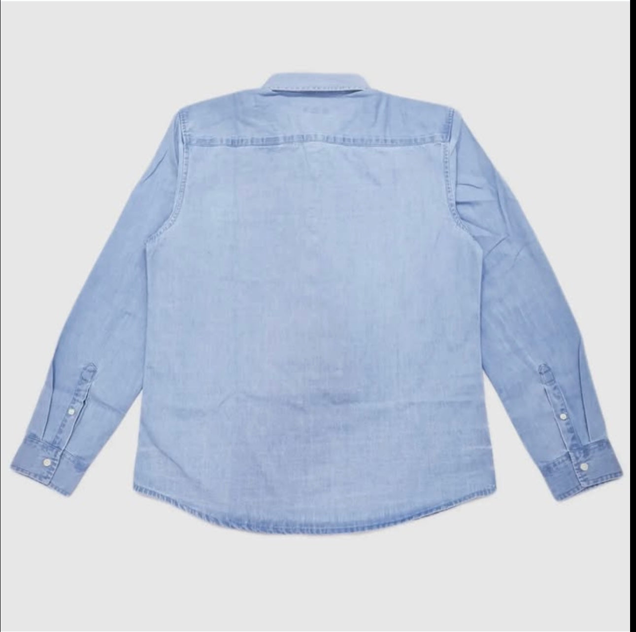 New Look Regular Fit Light Blue Wash Denim Button Cuff Shirt