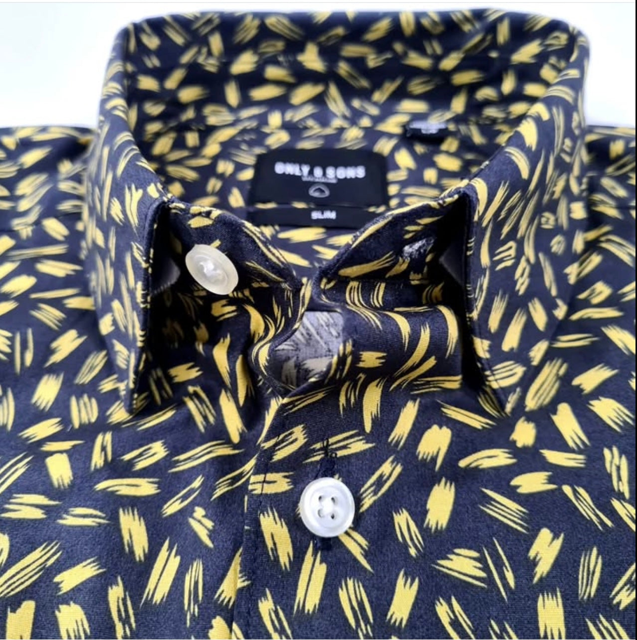 Only & Sons Slim Fit Black Pattern Cotton Button Cuff Shirt