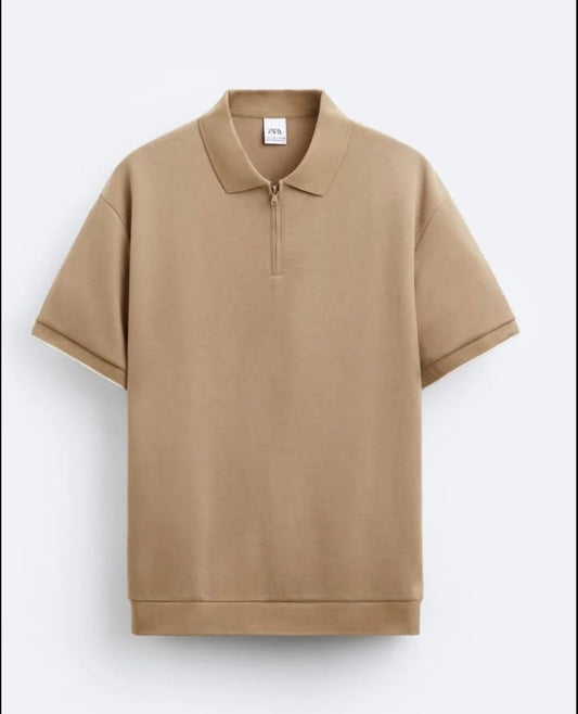 Zara Knit Polo With Zip