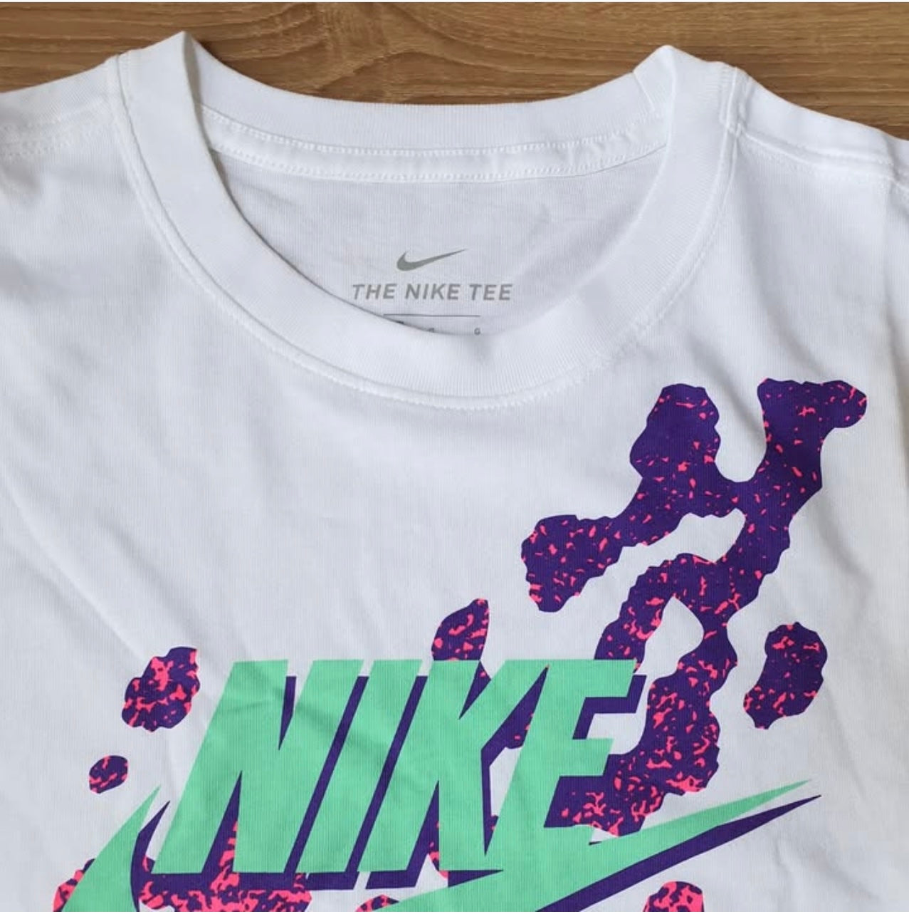 Nike Regular Fit Digital Print Cotton T Shirt in White