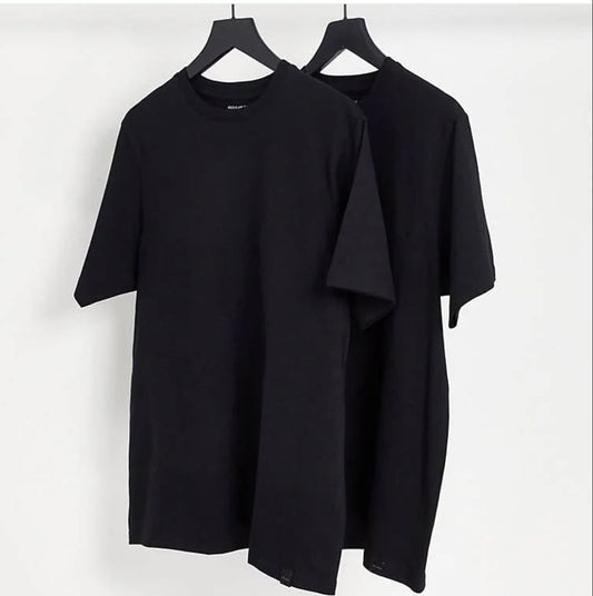 Pull & Bear 2- Pack T Shirt in Black