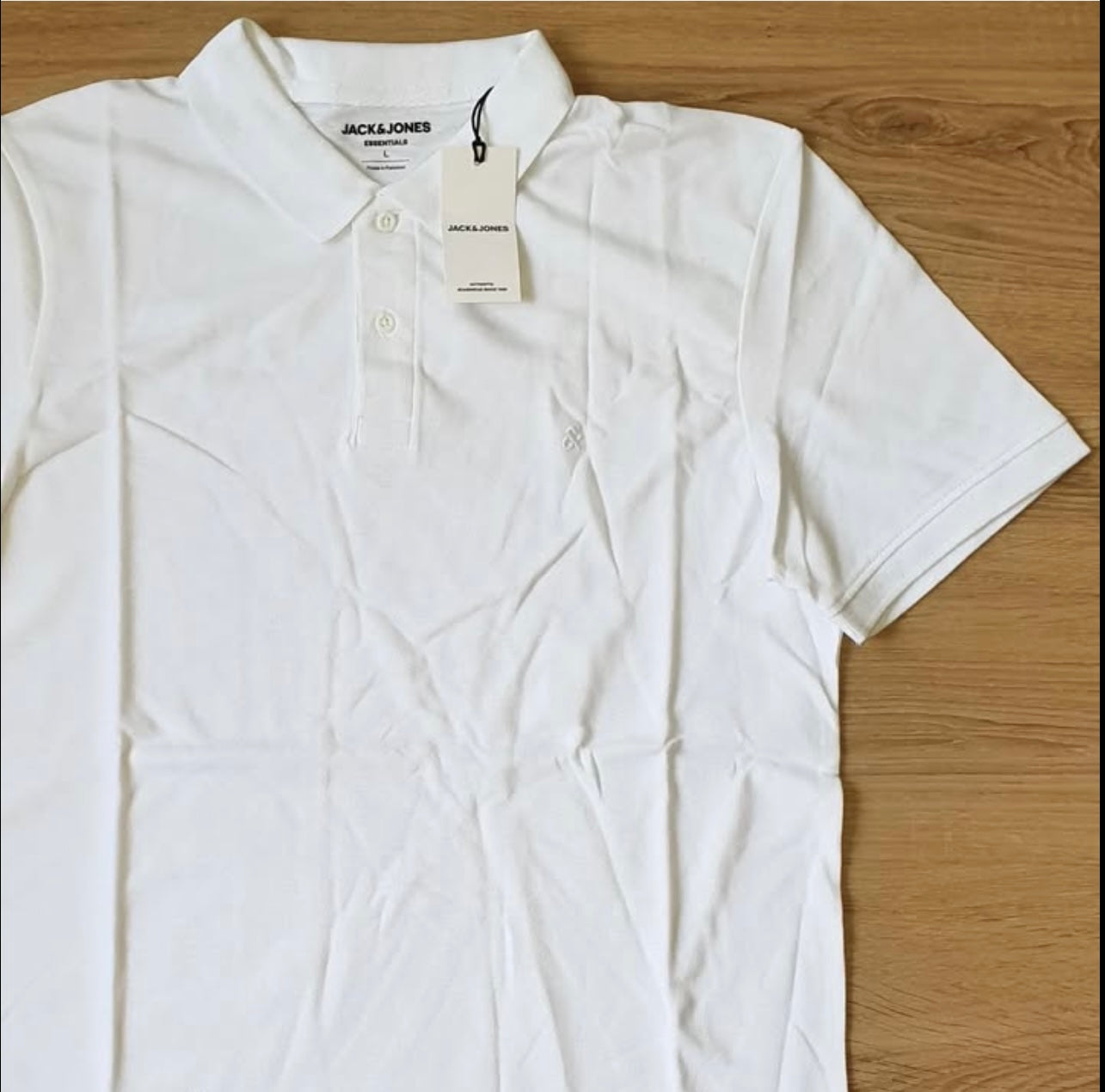 Jack & Jones Slim Fit White Pique Polo Shirt