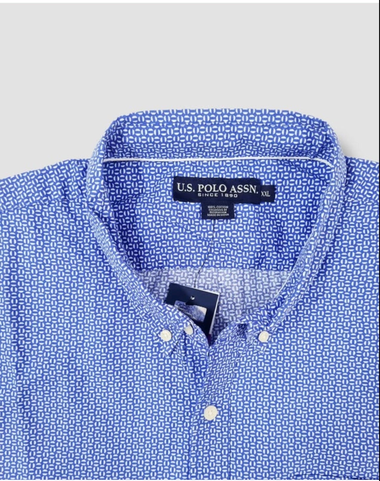 US Polo Assn Regular Fit Blue Pattern Short Sleeve Shirt