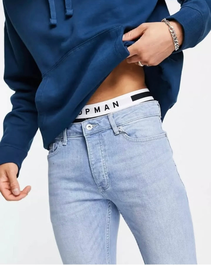Topman Skinny Fit Stretch Denim in Blue Wash