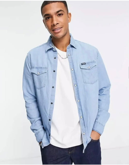 Wrangler Regular Fit Blue Denim Shirt