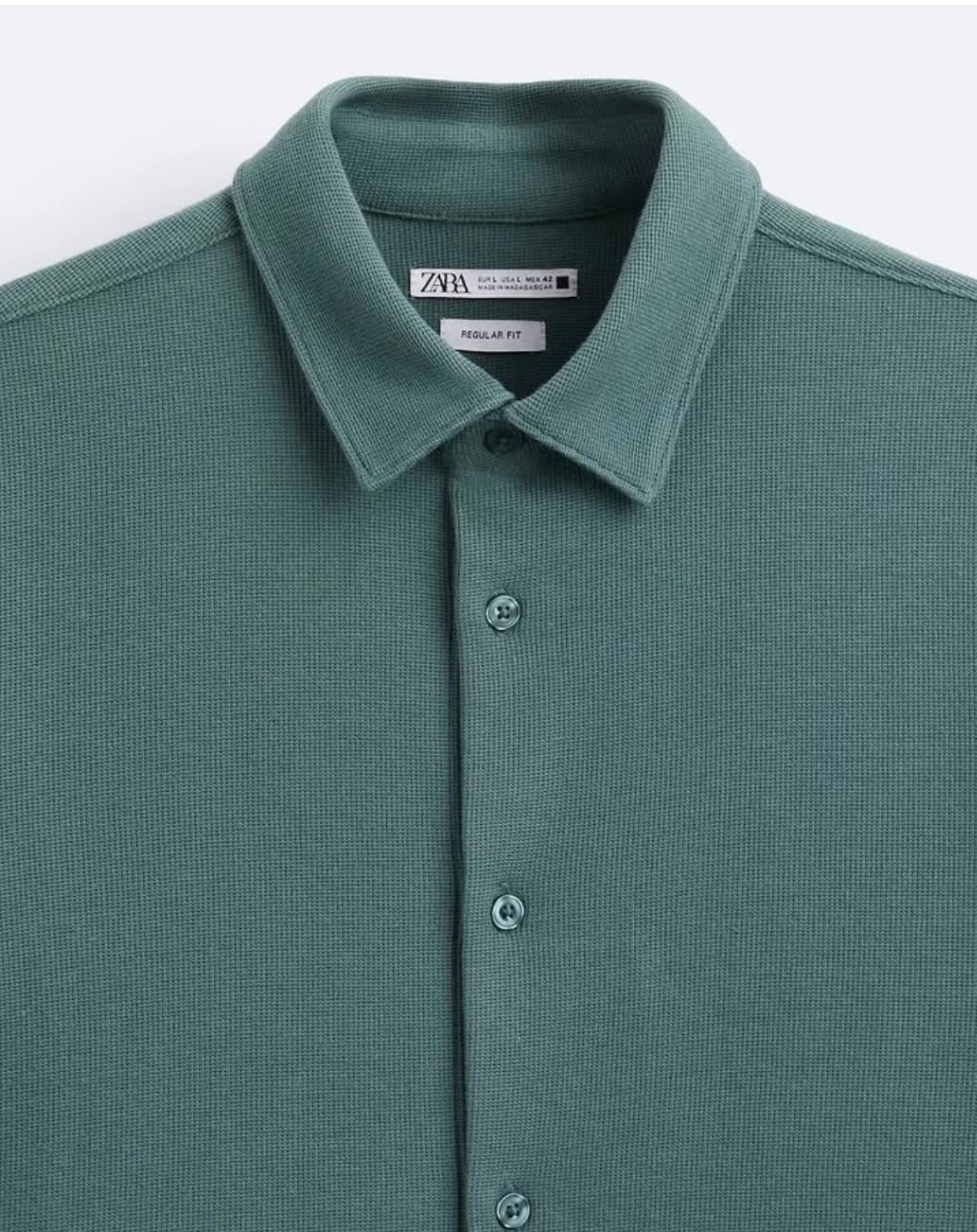 Zara Green Textured Weave Shirt
