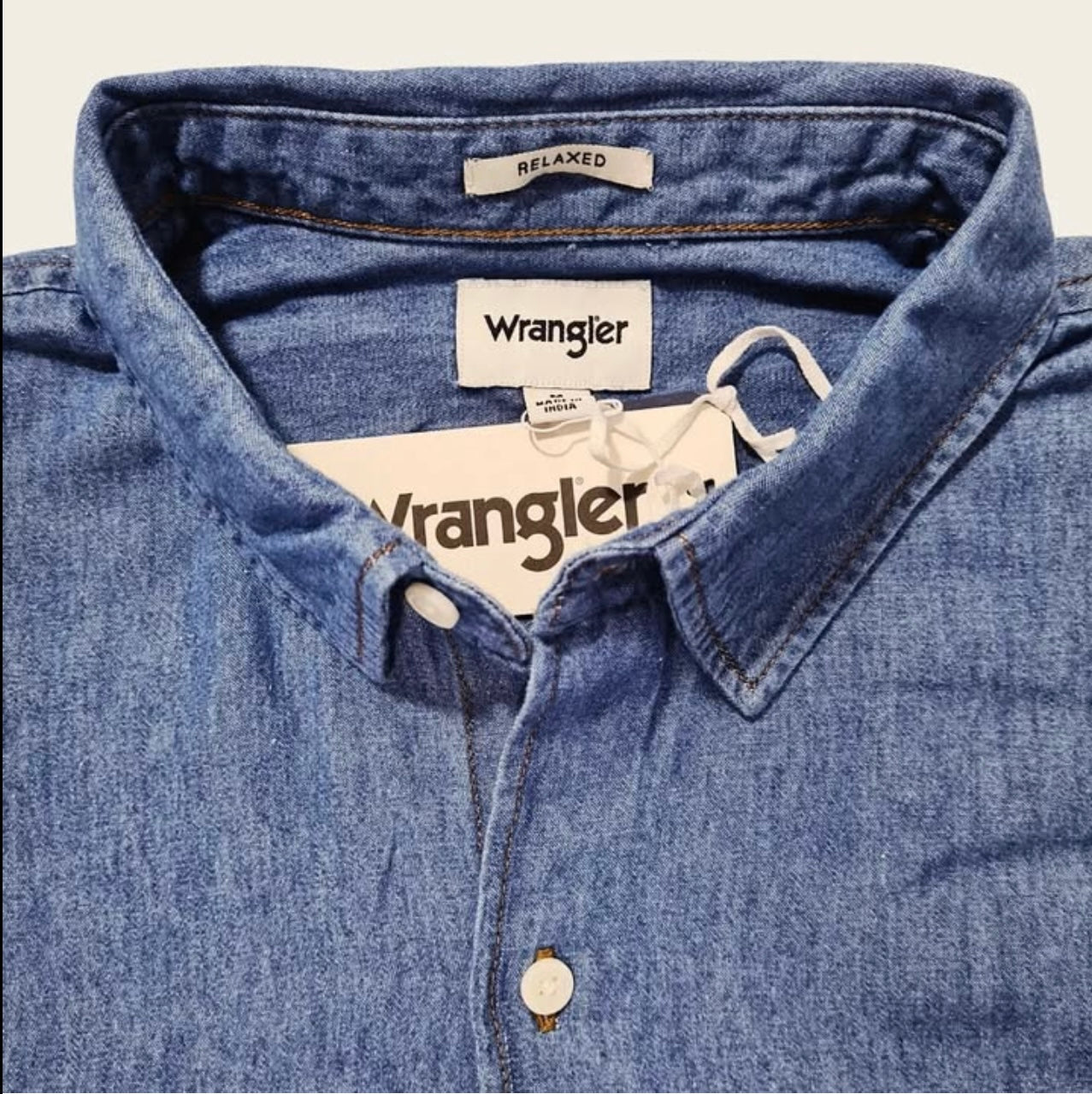 Wrangler Chambray Cotton Shirt in Blue