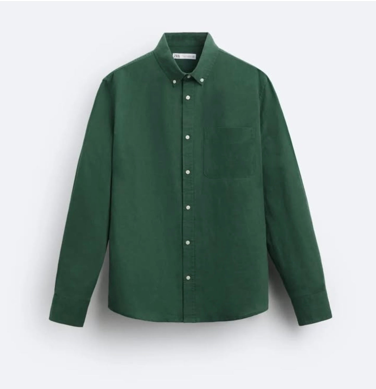 Zara Cotton/ Linen Blend Shirt in Green
