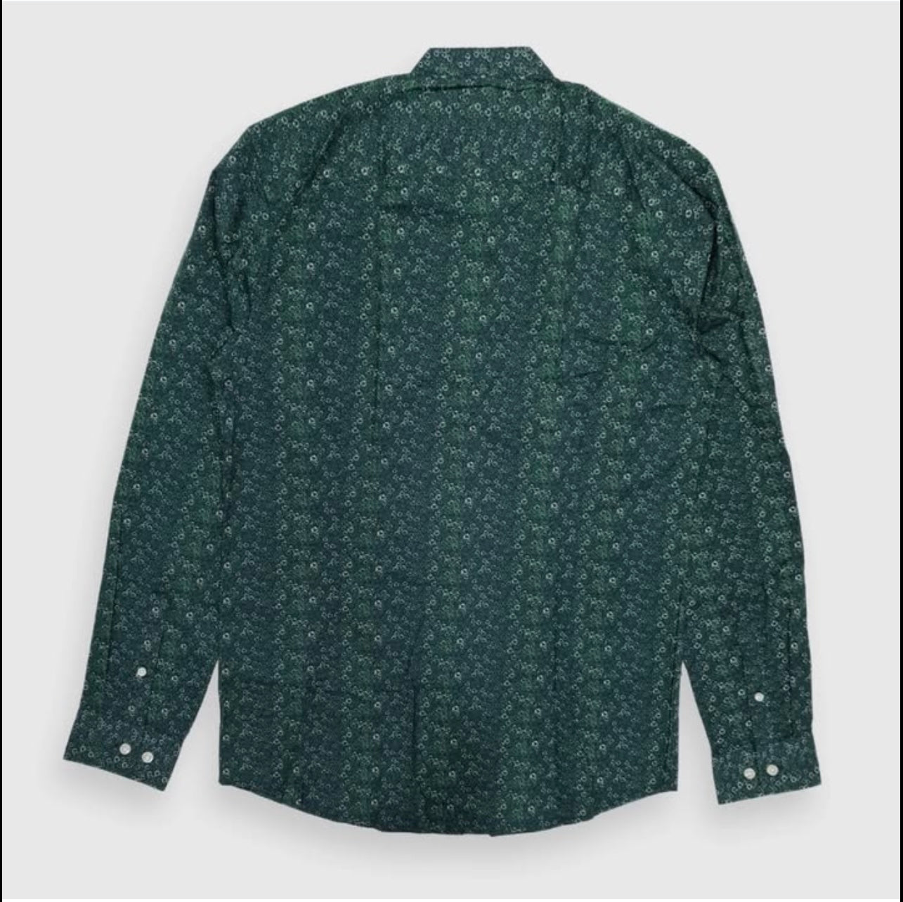 Only & Sons Slim Fit Green Pattern Cotton Button Cuff Shirt in Bishop Collar