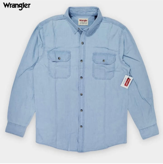 Wrangler Regular Fit Blue Utility Shirt