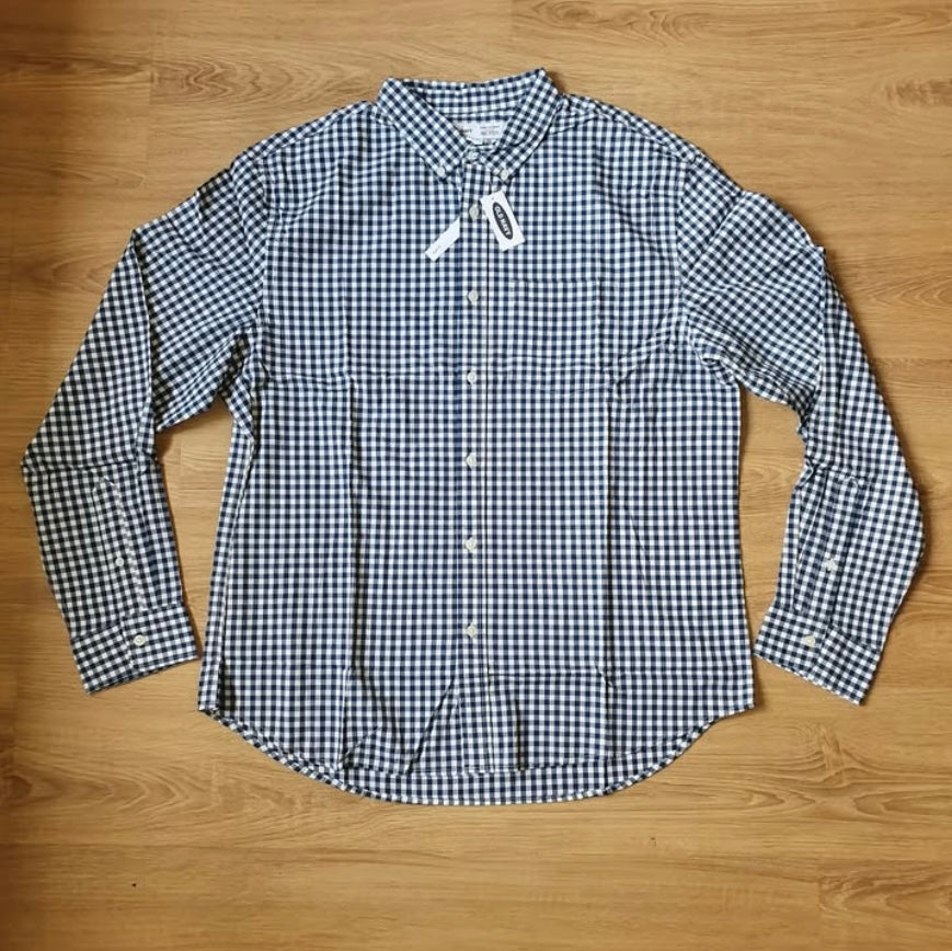 Old Navy Slim Fit Blue Check Cotton Button Cuff Shirt