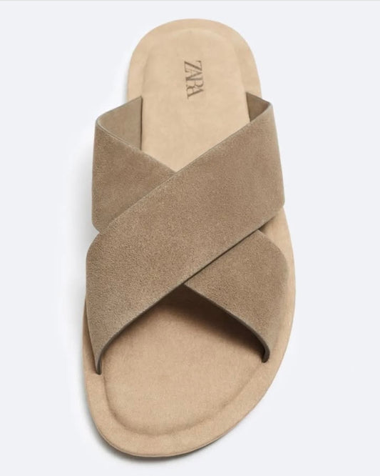 Zara Suede Crossover Slippers