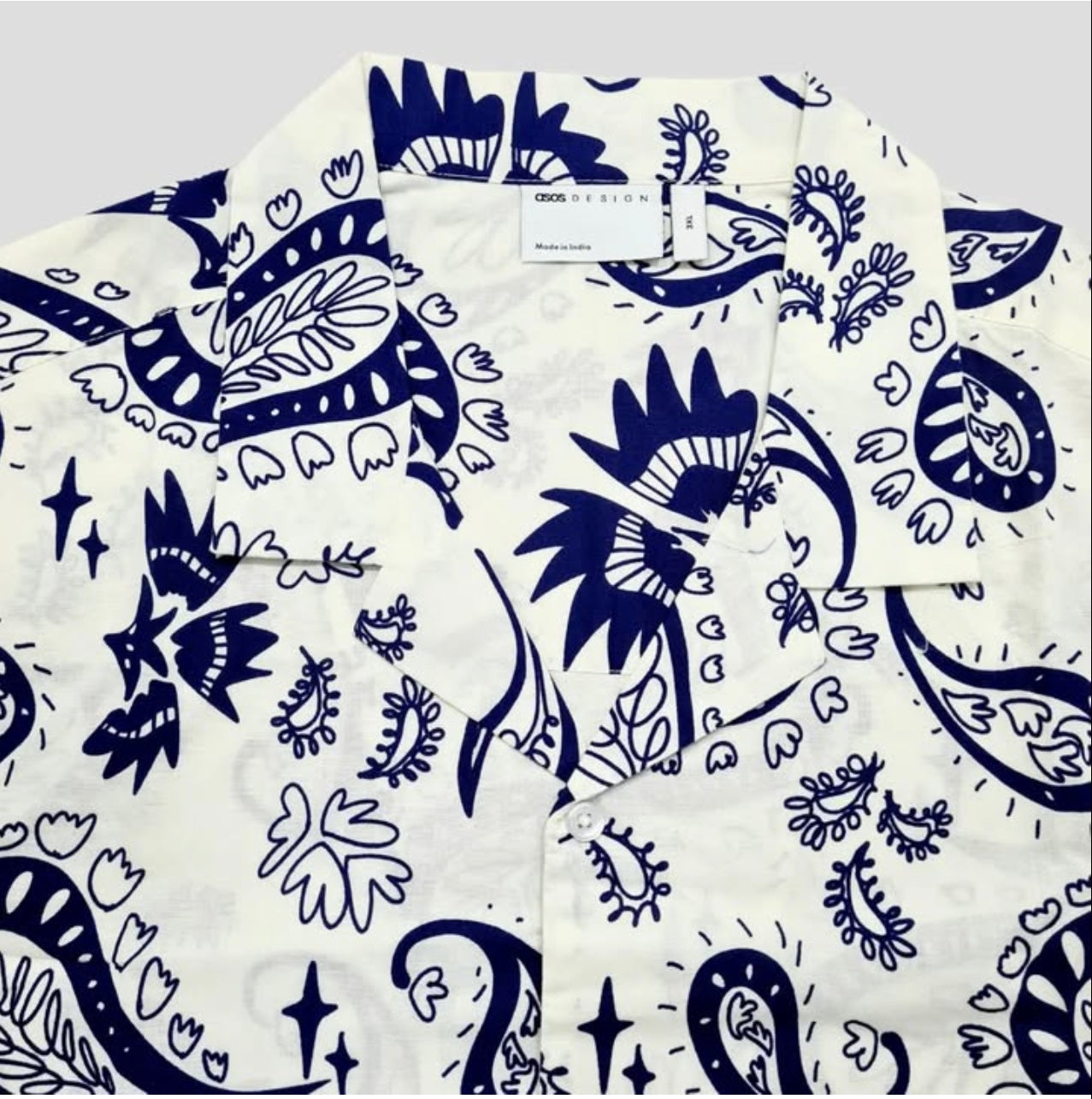 Asos Off-White Short Sleeve Shirt With Paisley Pattern