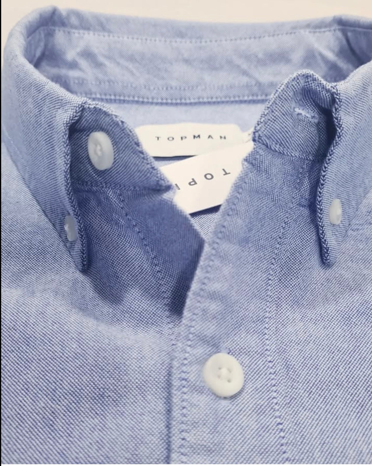 Topman Regular Fit Blue Oxford Cotton Button Cuff Shirt