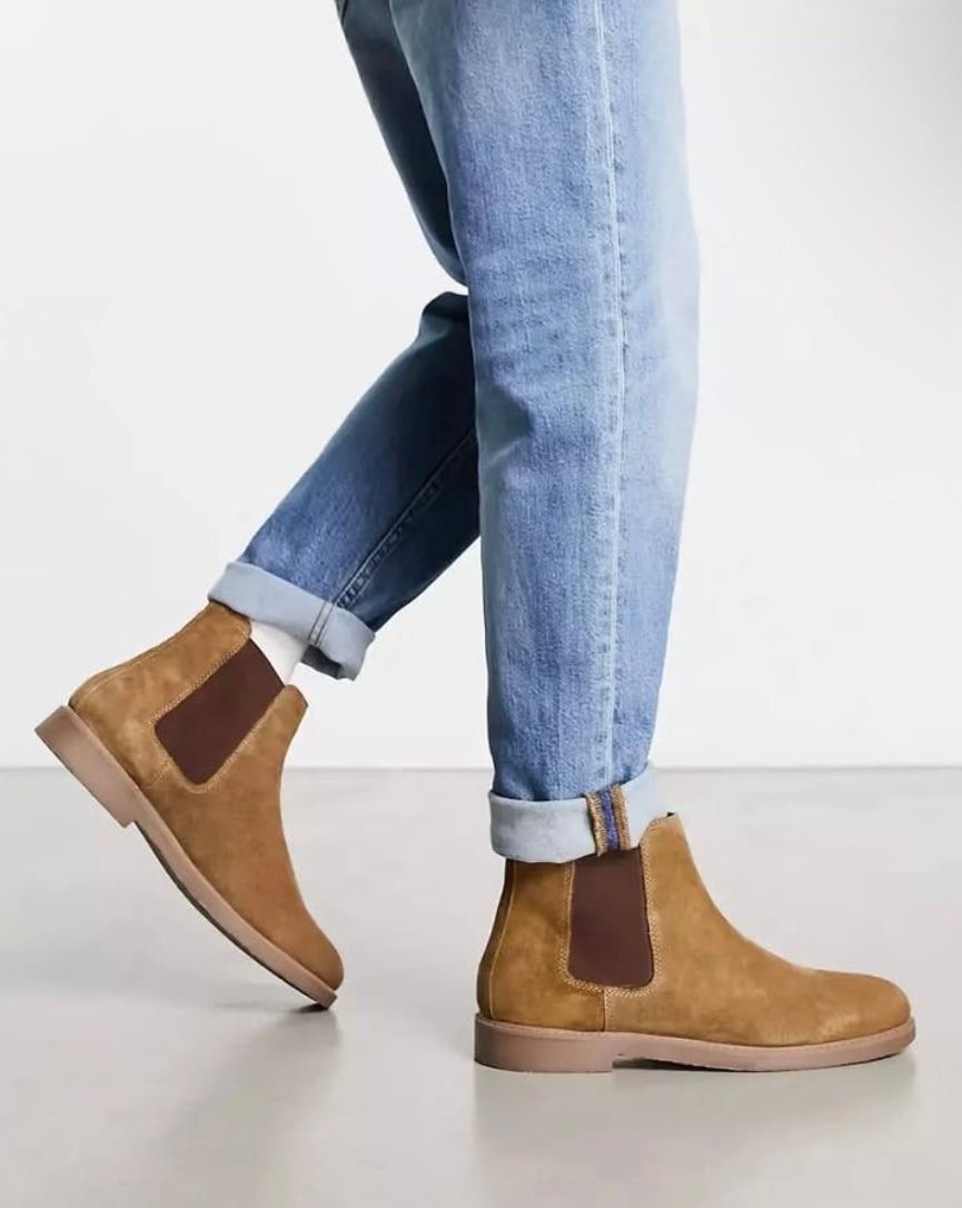 Red Tape Suede Chelsea Boots in Brown