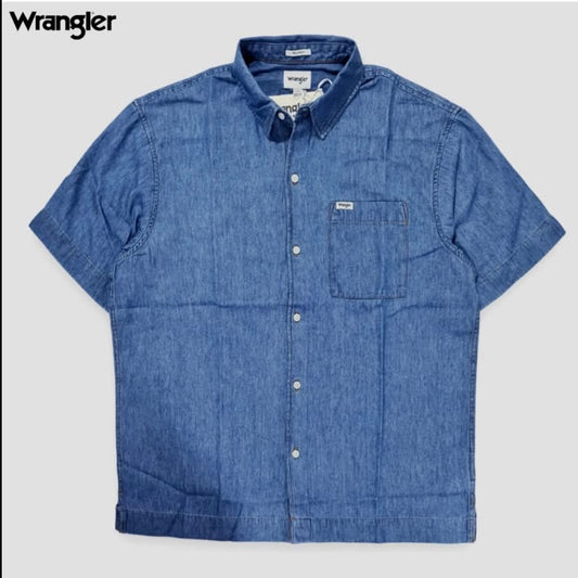 Wrangler Chambray Cotton Shirt in Blue