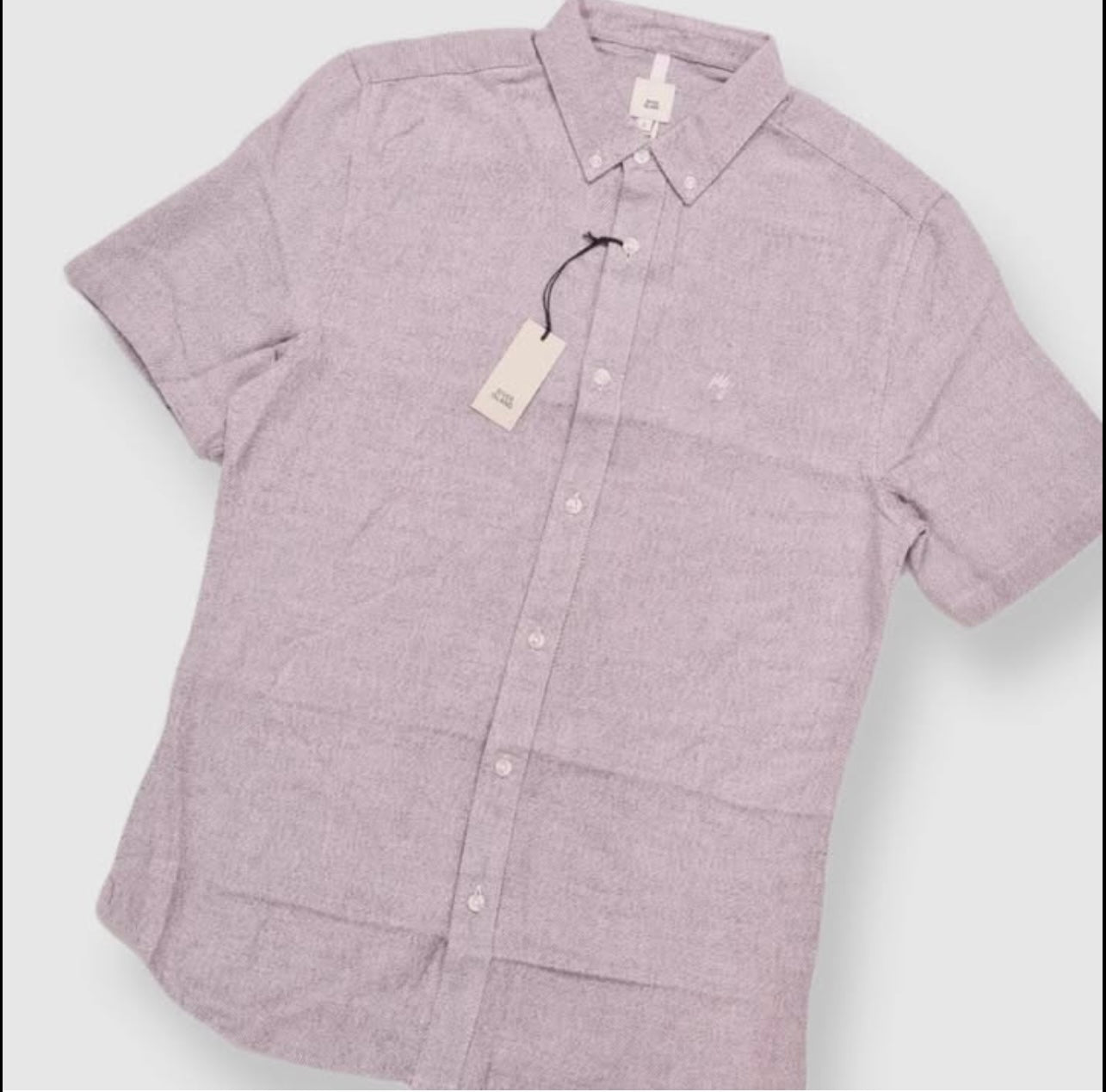 River Island Regular Fit Mauve Cotton Short Sleeve Shirt