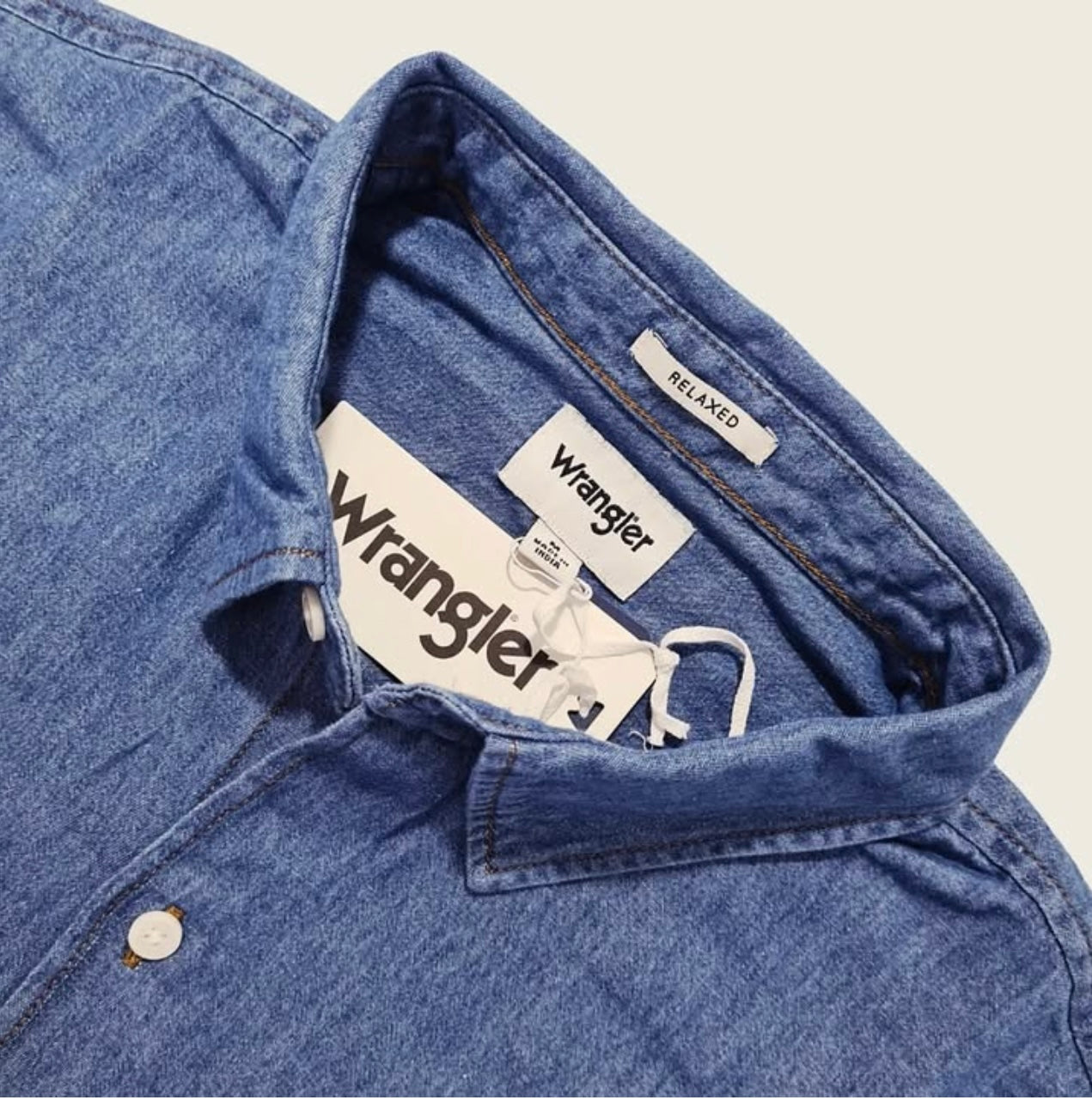 Wrangler Chambray Cotton Shirt in Blue