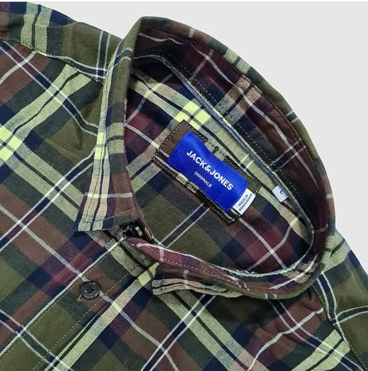 Jack & Jones Slim Fit Plaid Cotton Button Cuff Shirt