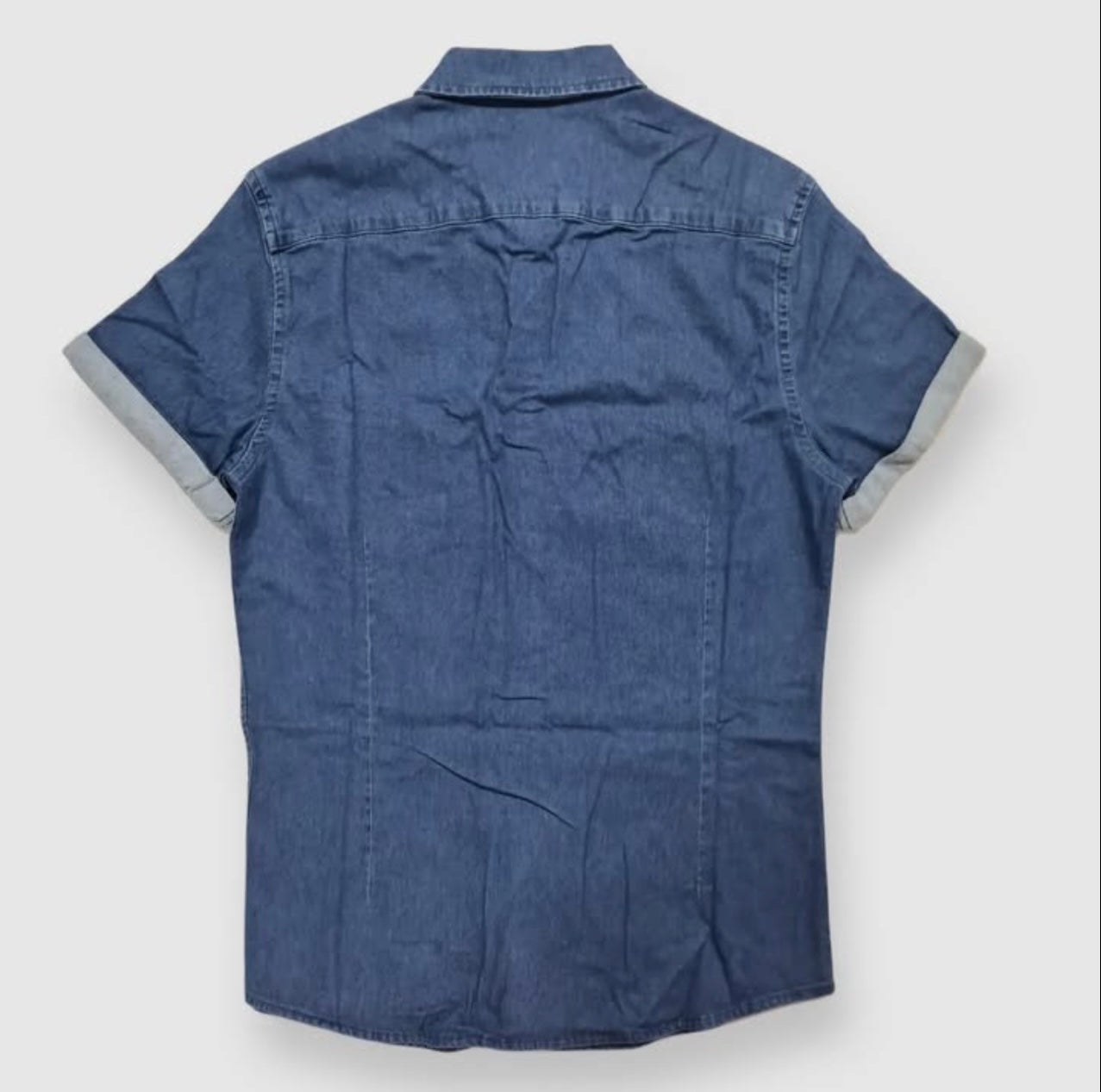 Asos Slim Fit Blue Wash Denim Short Sleeve Shirt