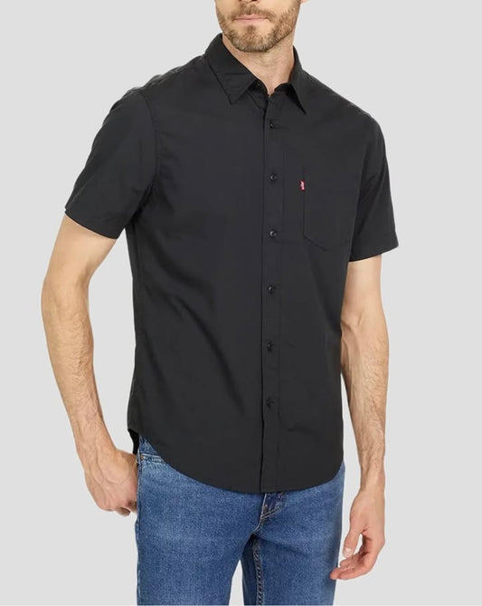 Levi’s Regular Fit Black Cotton Short Sleeve Shirt