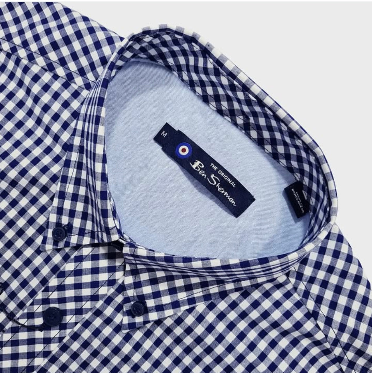 Ben Sherman Regular Fit Blue Check Cotton Short Sleeve Shirt