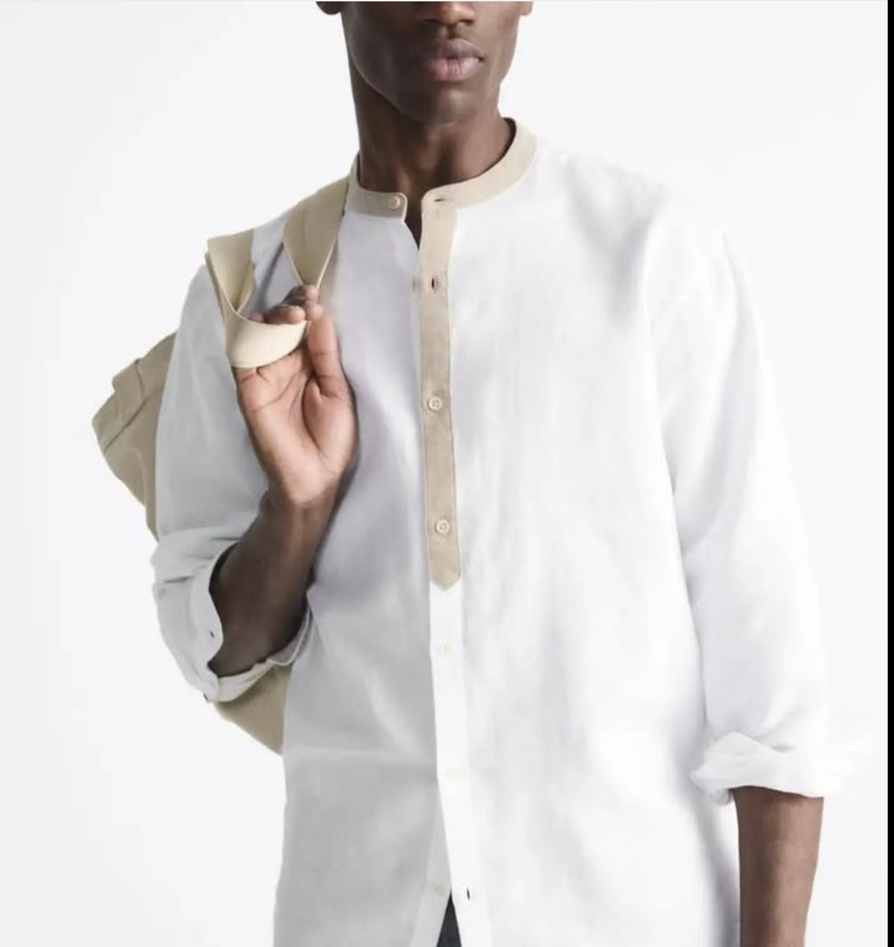 Zara Linen/ Cotton Shirt Blend Shirt in White