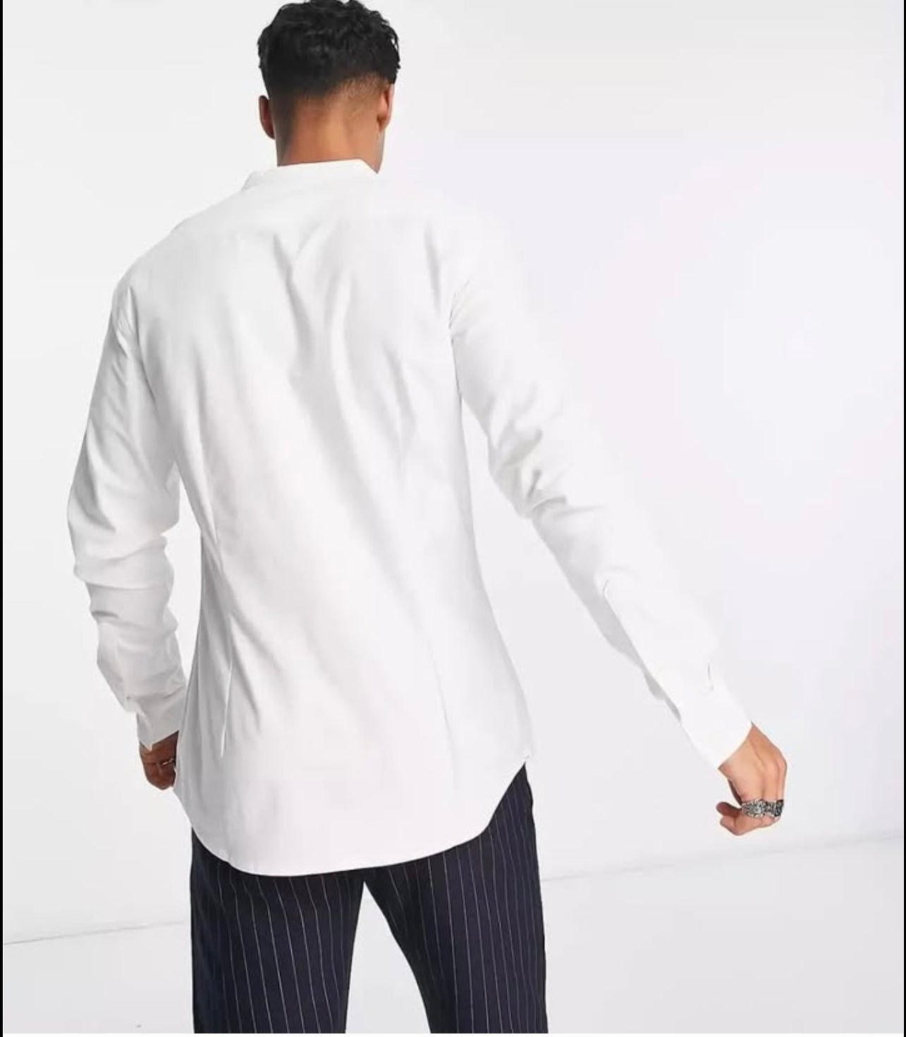 Asos Slim Fit White Oxford Cotton Button Cuff Shirt