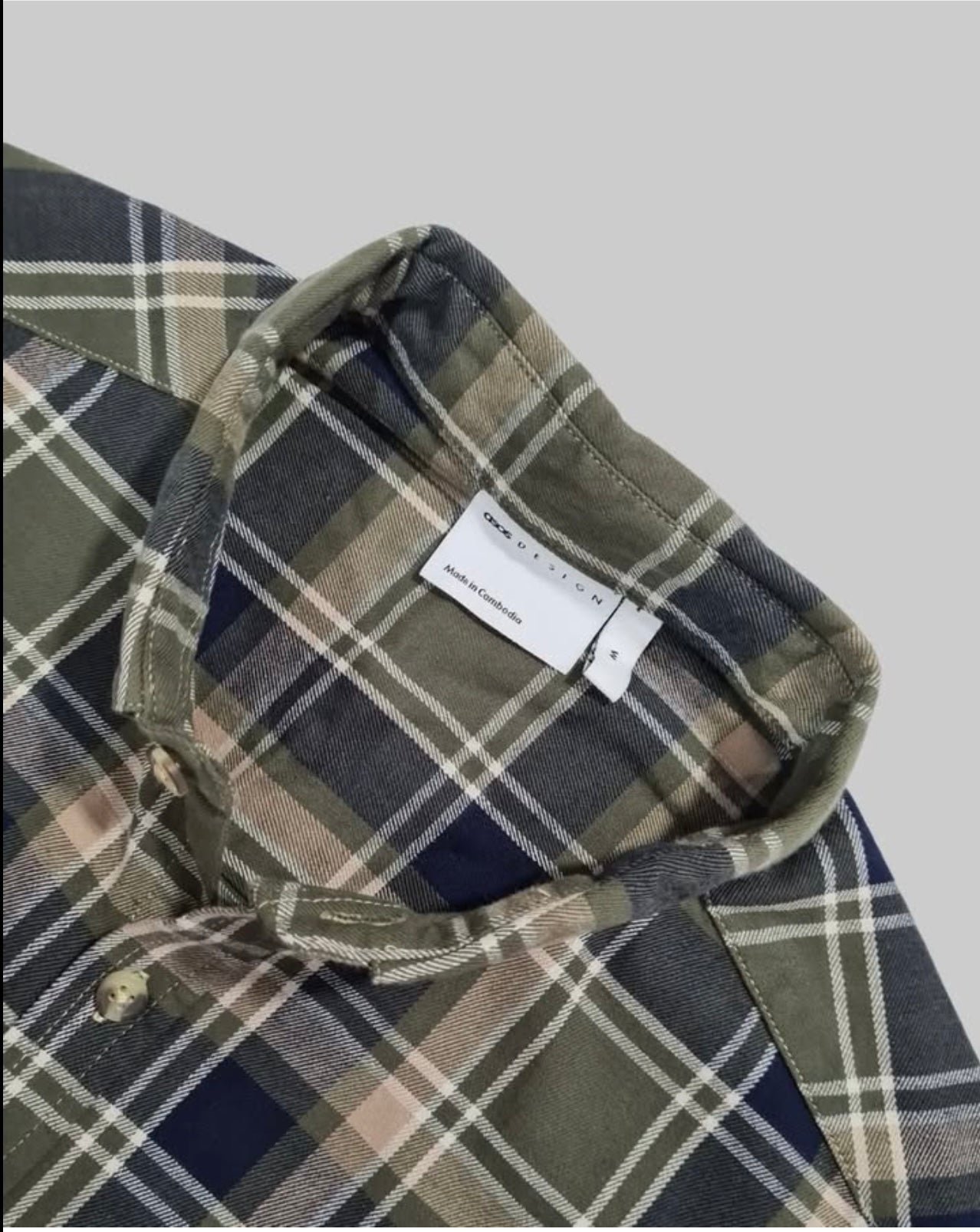 Asos Slim Fit Green Plaid Cotton Button Cuff Shirt