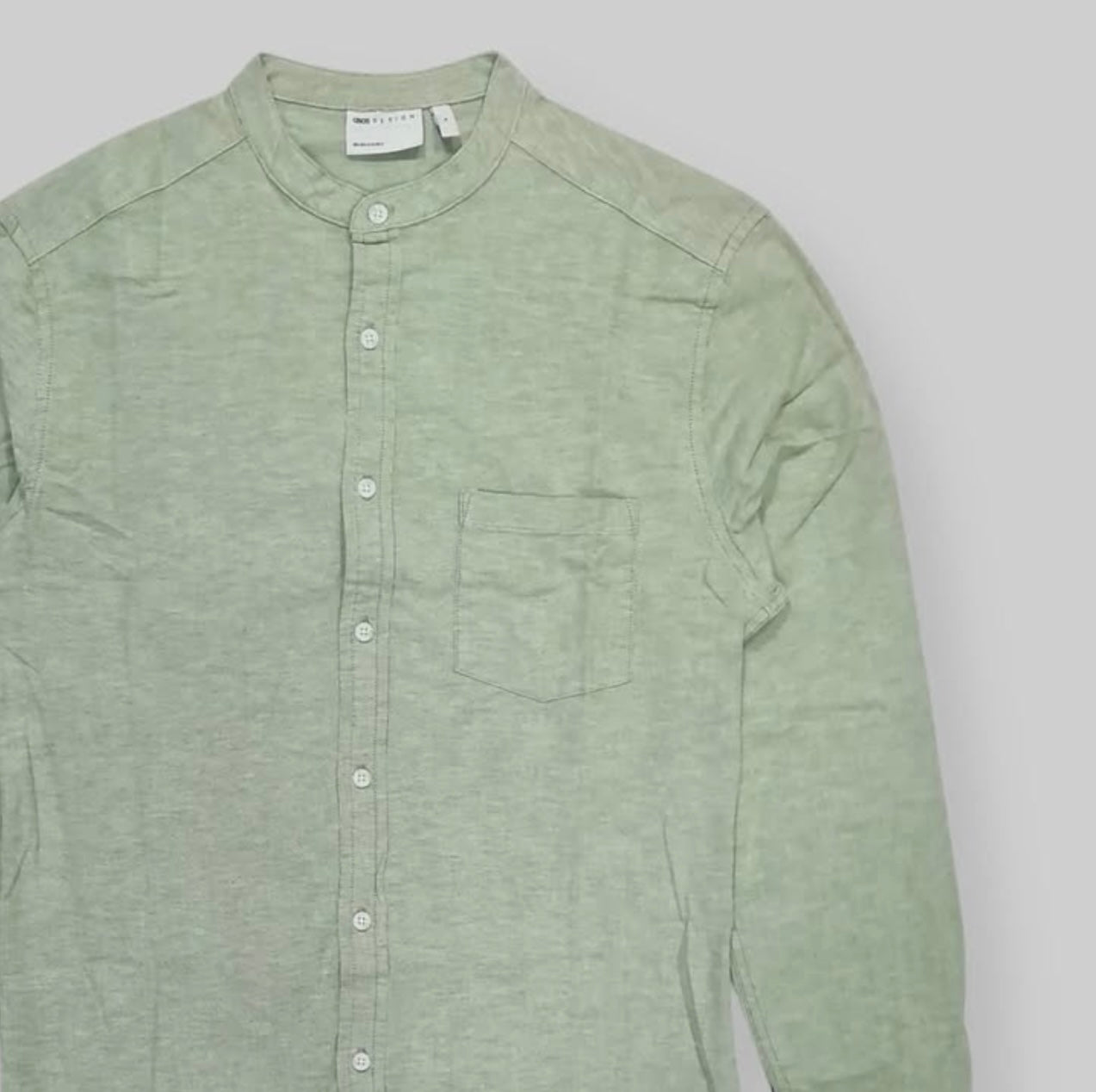 Asos Slim Fit Olive Green Cotton Button Cuff Shirt