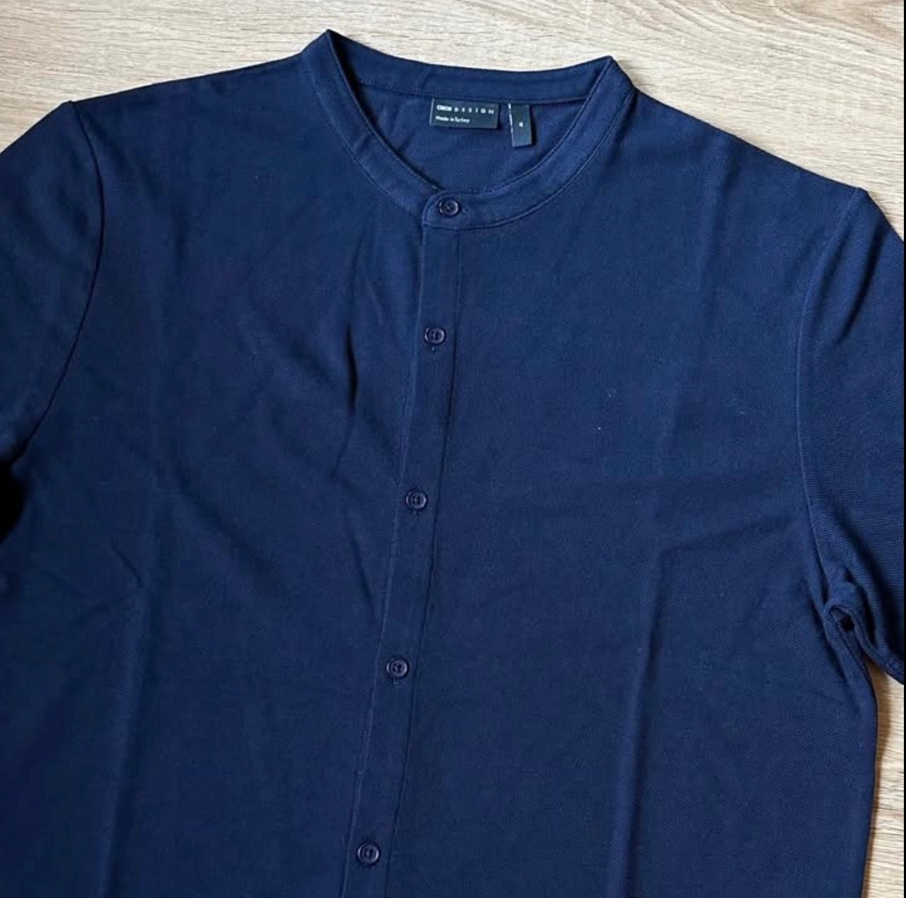 Asos Regular Fit Pique Cotton Short Sleeve Shirt