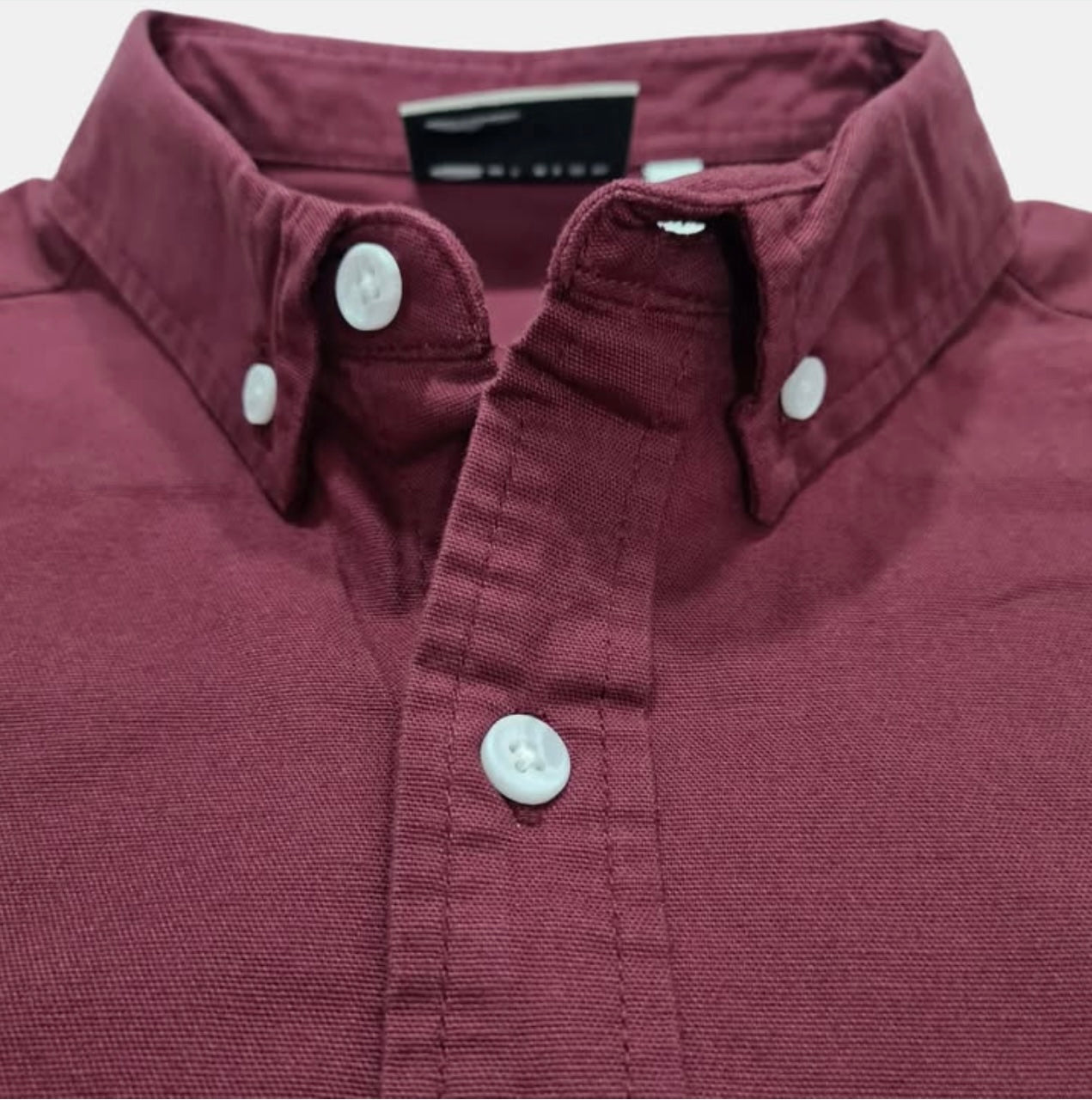 Asos Slim Fit Burgundy Oxford Cotton Button Cuff Shirt